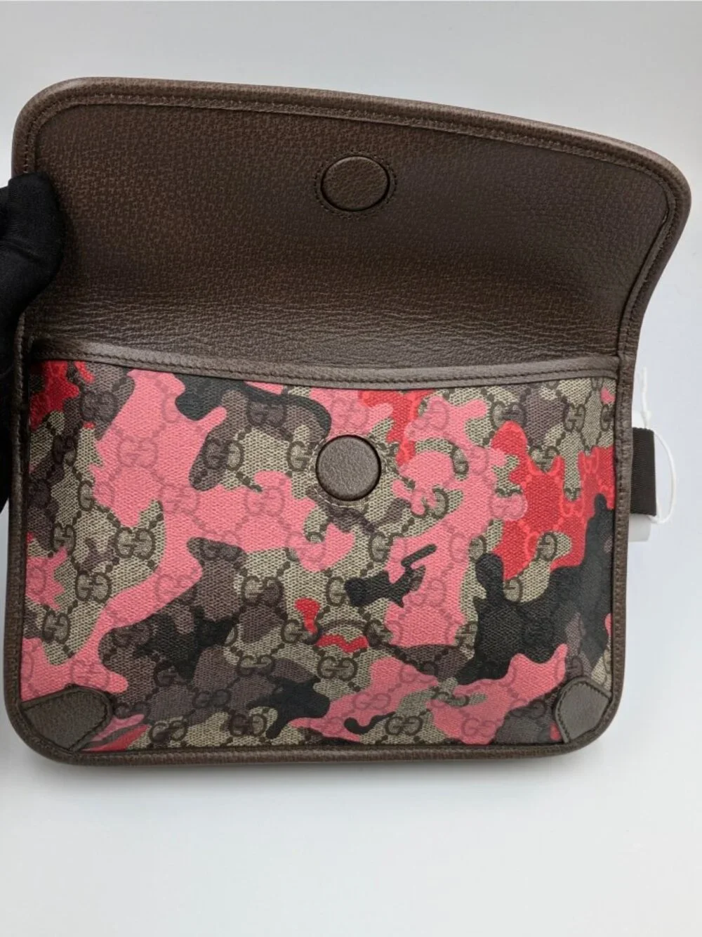 Gucci Marbled GG Monogram Camouflage Small Belt/Crossbody Bag Red Pink Brown 80c